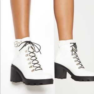 Pretty Little Thing White Combat Boots